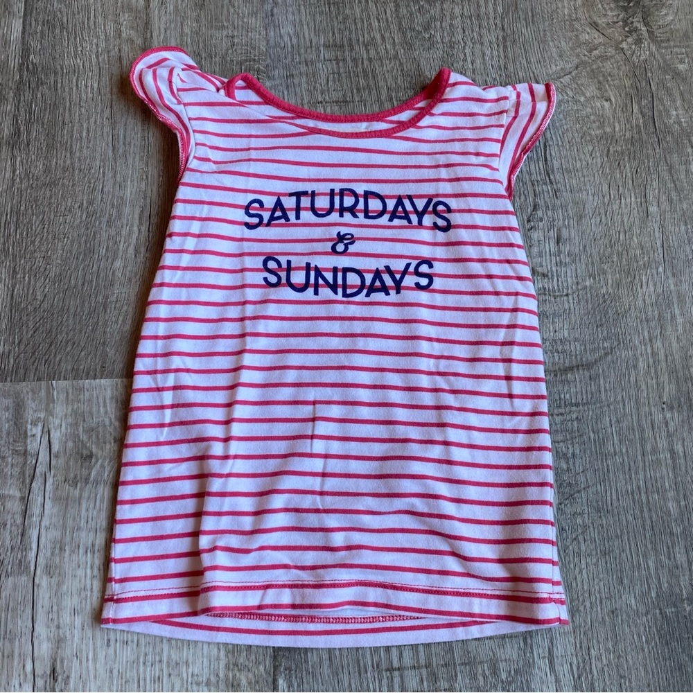 Tucker & Tate Little Girl Red/White Stripe Weekend T-Shirt Size 4.